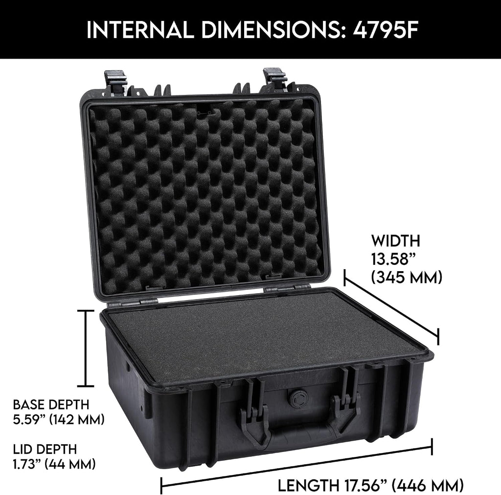Cases - Element 4795F Waterproof Hard Case with Foam Insert - IP67 Dustproof | Impact-Resistant | 19 x 16 x 9 Ext Dim