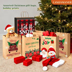 Christmas Gift Paper Bags Assorted Sizes, 24 Pack Holiday Paper Bags with Handles, 12 Assorted Designs in 4 Sizes –