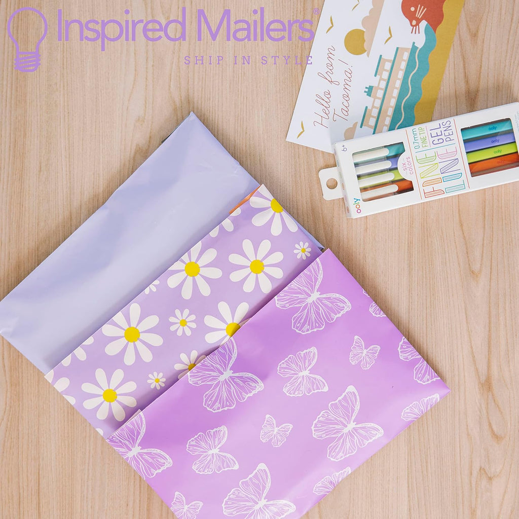 100 Poly Mailers 10x13 - Purple Daisies - Shipping Bags