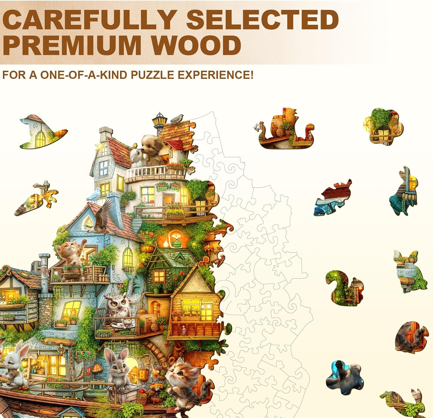 Wooden Puzzles for Adults (95 Piece, S, 8.5 * 7.8in) Animal Ark Wood Puzzle Adult, Unique Wooden Animal Jigsaw