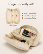 Makeup Bag Cosmetic Pouch for Travel Essentials,White