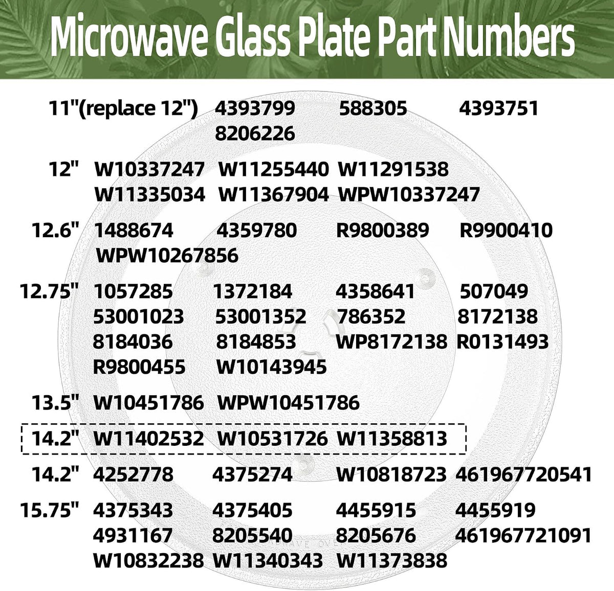 14.2" Microwave Turntable Plate for KitchenAid Microwave