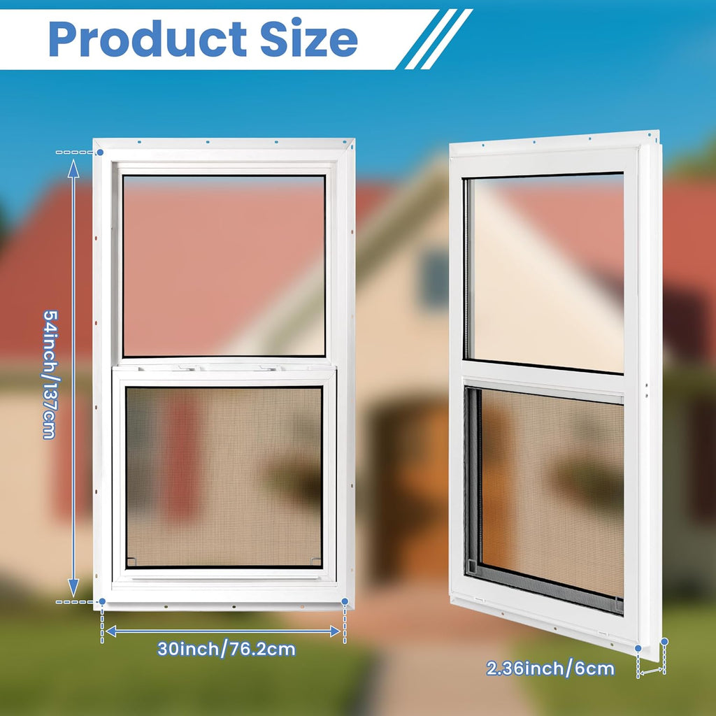 Vinyl Single Hung Sliding Window 30" x 54" White