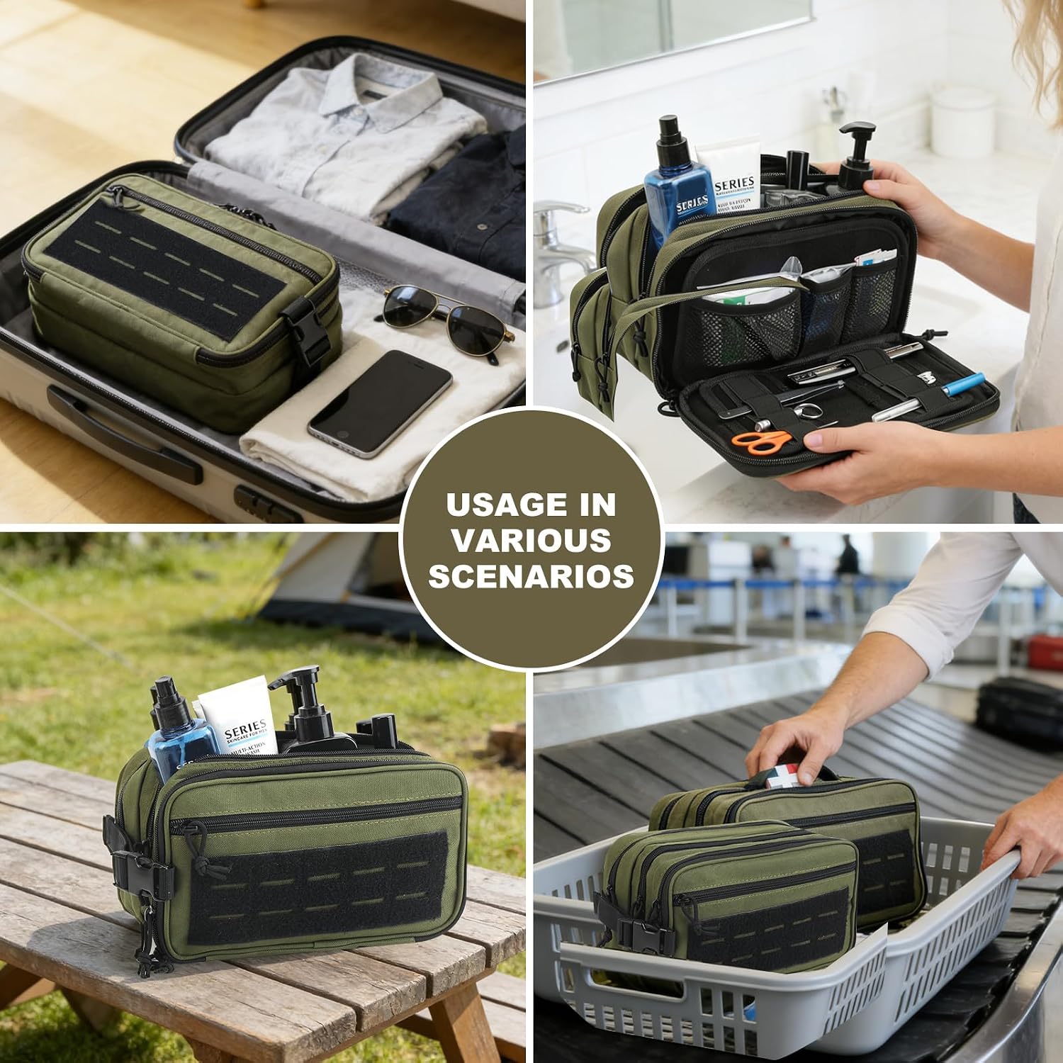 Small Travel Medicine Bag,4 Layers Pill Bottle Medication Organizer Case, 1000d Canvas EDC Tactical First Aid Bag