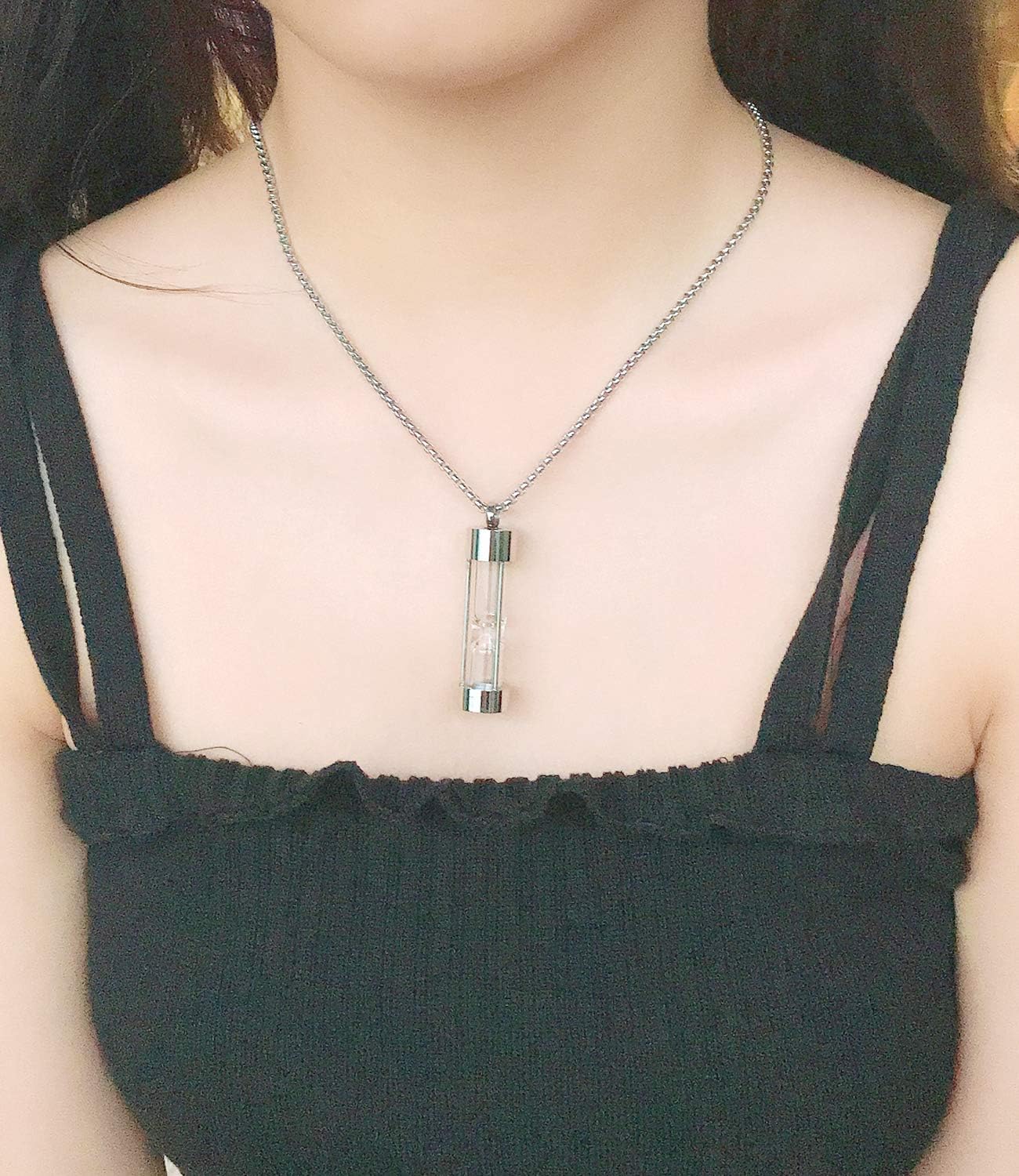 Urn Necklace for Ashes Timeless Hourglass Memorial Pendant Keepsake Cremation Jewelry for Human Pet Ashes