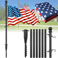 Flag Poles for 3x5 Flags Outdoor - 9 ft Tangle Free Stainless Steel Flagpole with with Spiral Ground Piles Inserted