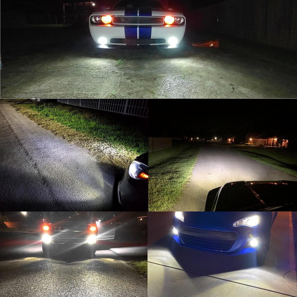 3800lm 899 880 LED Fog Light Bulbs, Super Bright PG13 Base 884 885 887 893 H27 H32, ETI 56-SMD (6000K Xenon White)