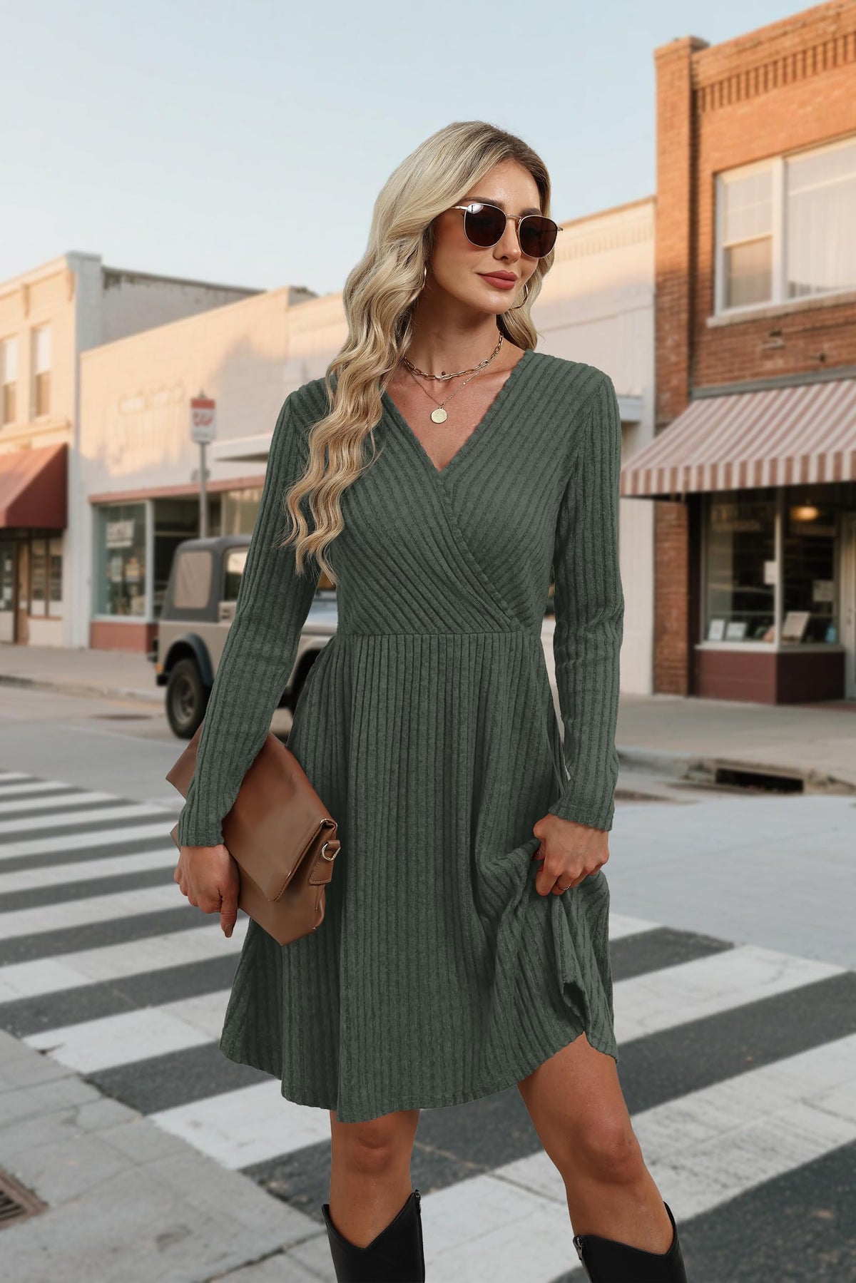 Womens Fall Dresses 2026 Sweater Dress Maternity Clothes Green M