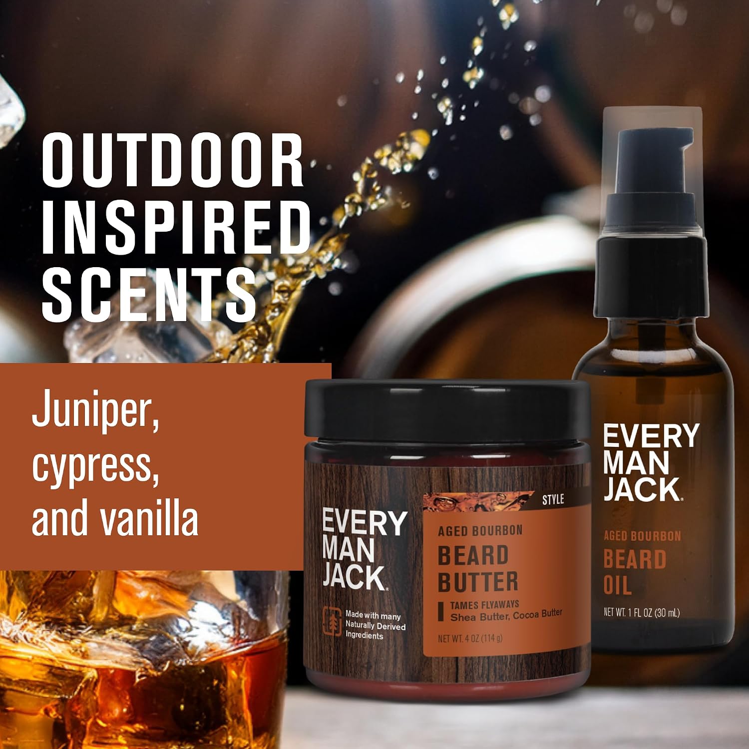 Hydrating Beard Oil & Butter for Men, Aged Bourbon | Condition, Soften & Style Dry Beard & Scruff, Naturally Derived