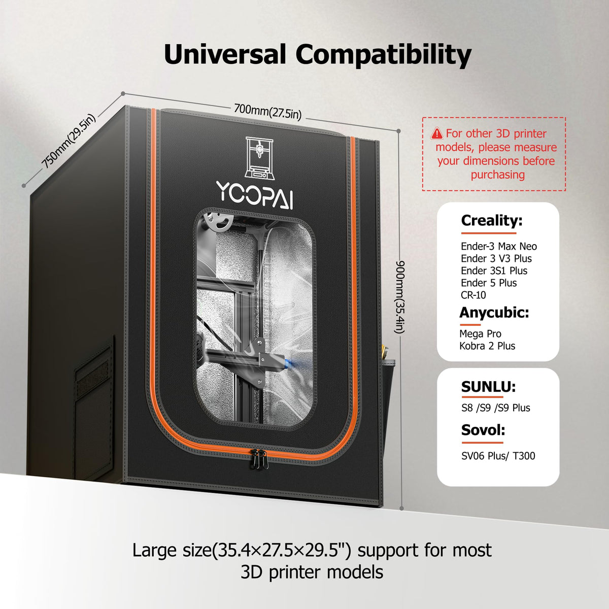 3D Printer Enclosure for Creality Ender 3 with LED Light, Large