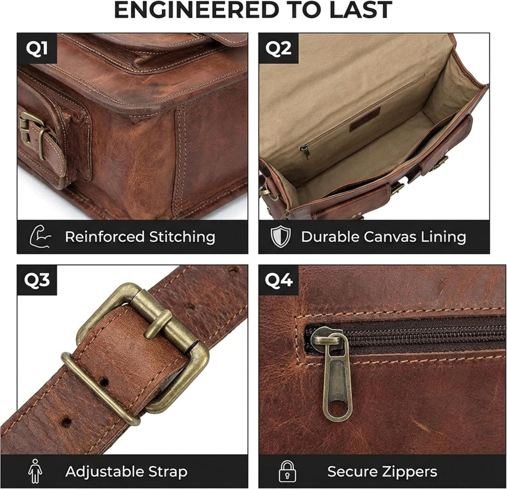 Leather Messenger Bag for Men, 18 Inch Laptop Crossbody, Handmade Leather Shoulder Satchel Bag for Men, Full Grain