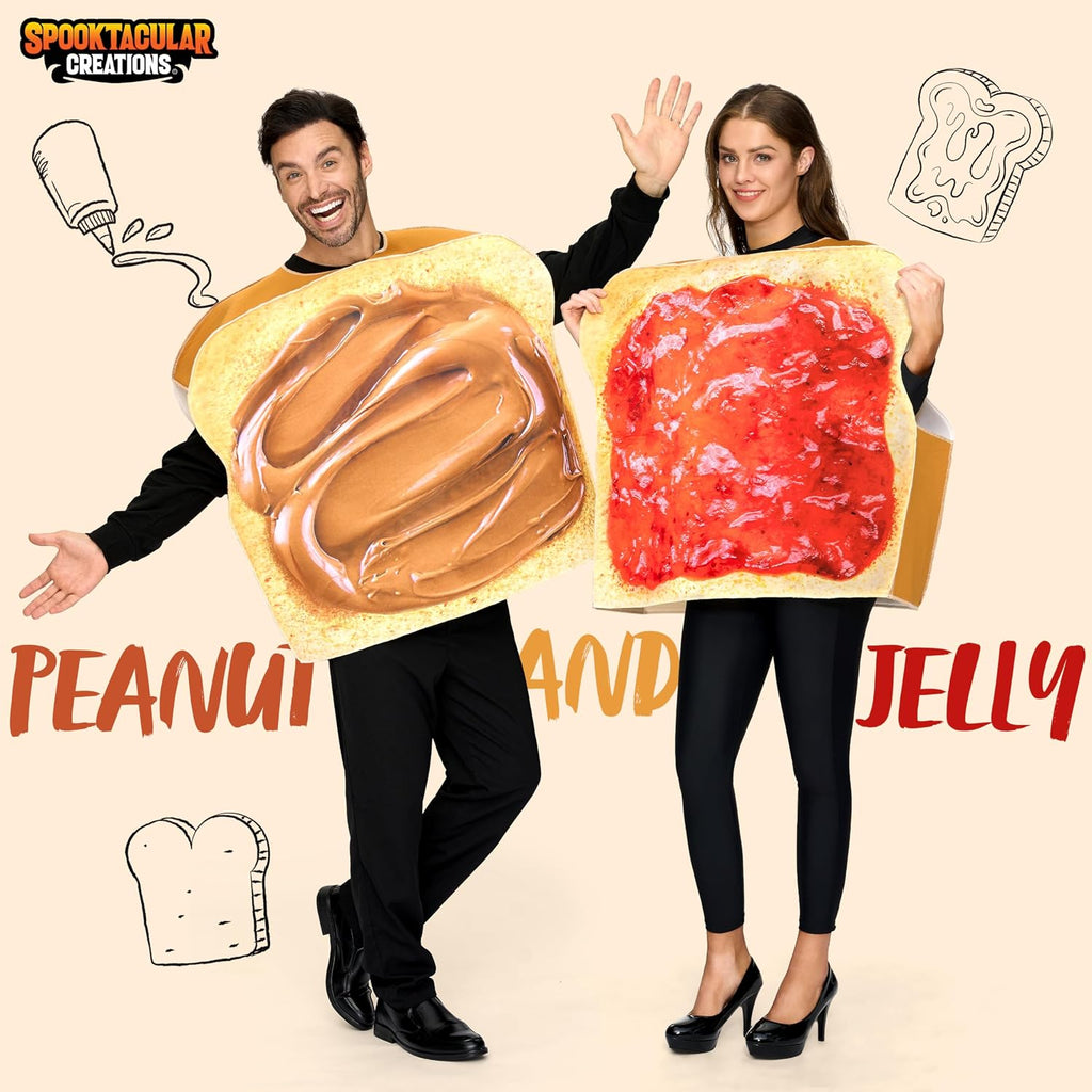 Peanut Butter and Jelly Costume, Halloween Adult Couple Costume for Halloween Dress Up Party