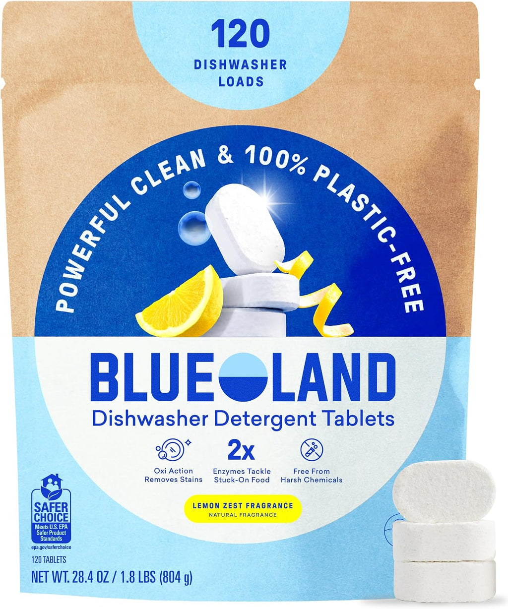 100% Plastic-Free Dishwasher Detergent Tablets, 120ct, Lemon Zest