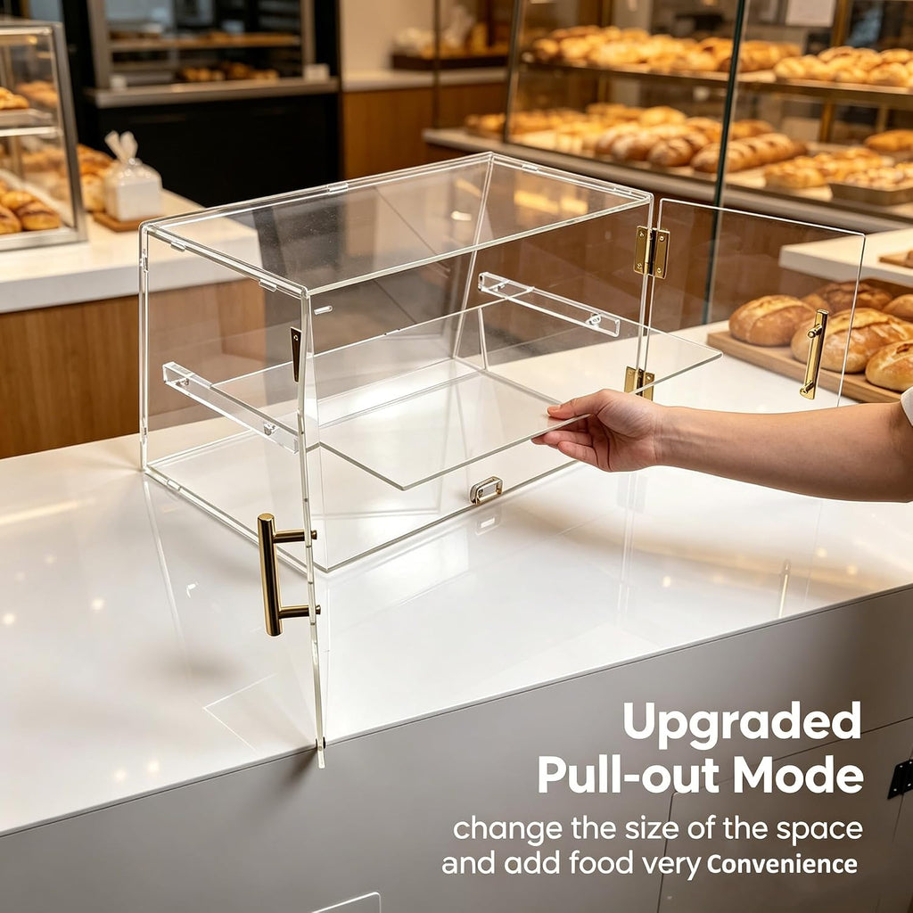 2-Tier Pastry Display Case with Removable Tray