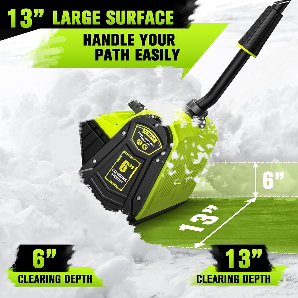 40V Cordless Snow Shovel, 13 Inch 4.0Ah Electric Snow Shovel with Directional Plate, Brushless Cordless Snow Blower
