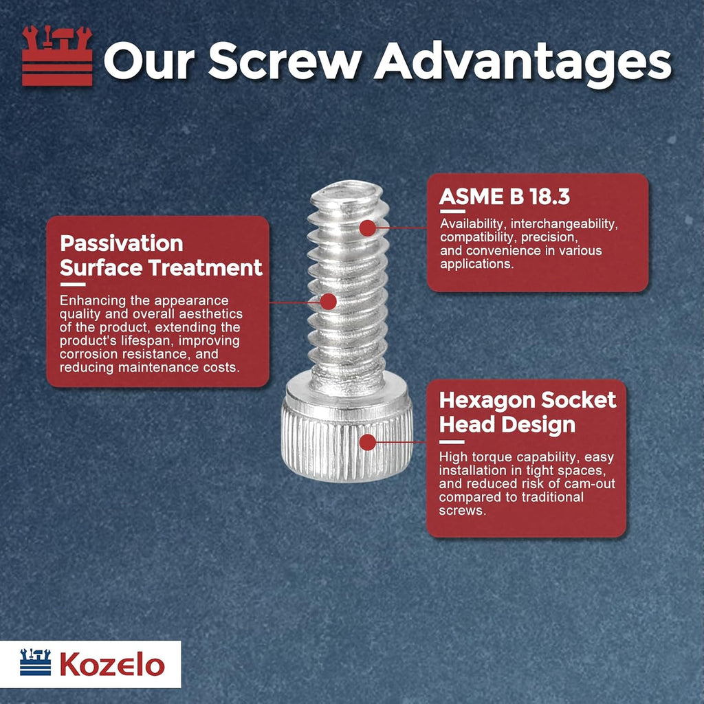 50pcs Socket Head Cap Screws #10-32x1/2 304 Stainless Steel Silver