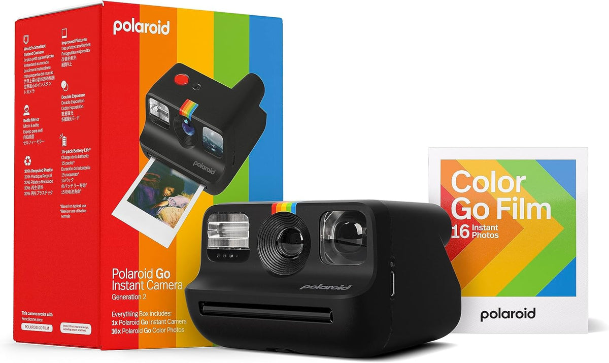 Go Generation 2 - Mini Instant Camera + Film Bundle (16 Photos Included) - Black (6280) | Includes Polaroid Go GEN2