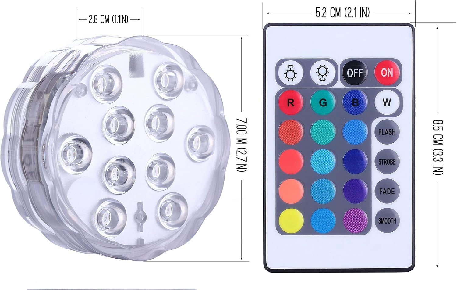 Submersible Pool Light w/Remote, 4-Pack IP68 Waterproof Battery Powered LED | RGB 16 Colors Changing Dimmable