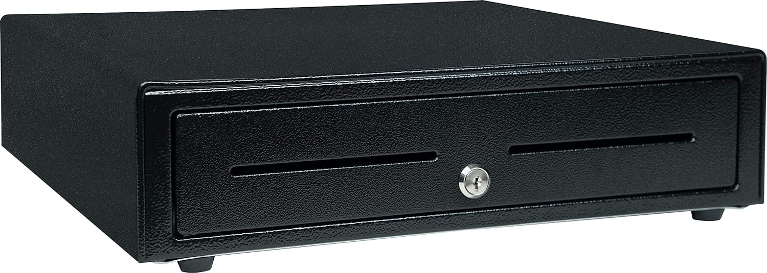 CD4-1616 5 Bill / 5 Coin Choice Series Cash Drawer with 2 Media Slots and Included Cable (16" x 16") - Black