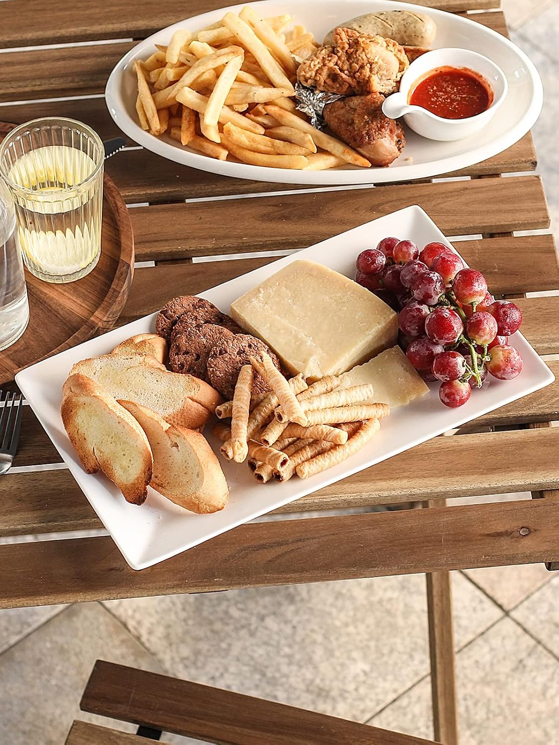 14" Serving Trays, Serving Platters, Ceramic Serving Platters and Trays, Rectangle Plates, Set of 3