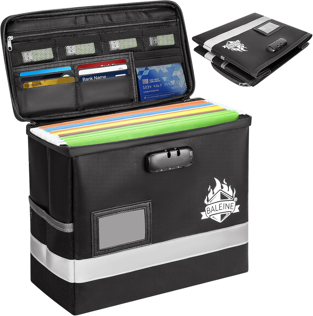 Fireproof Document Box with Lock, Portable Fireproof Document Bag Waterproof Fire Proof File Boxes for Documents