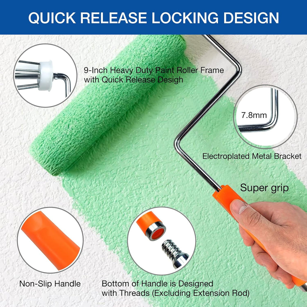 King Origin 20 Piece Paint Roller Kit, Paint Roller Covers 9-inch & 6-inch, Paint Brush, Paint Tray Liners &