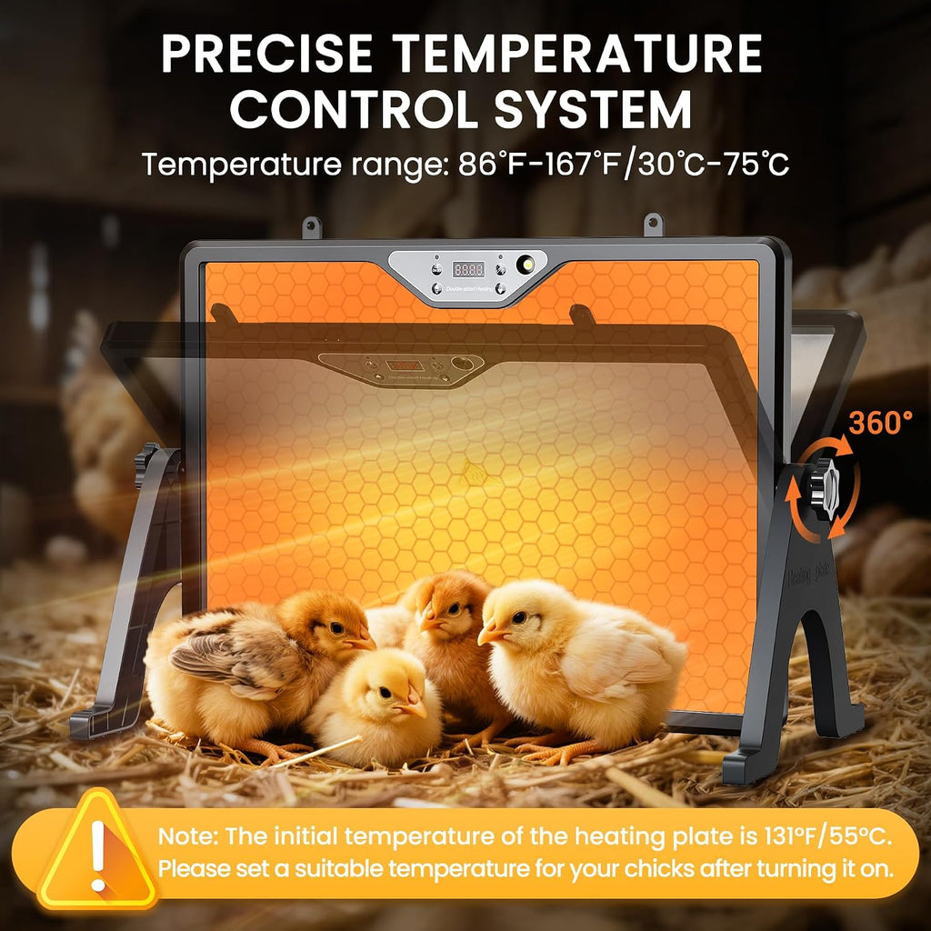 Chicken Coop Heater Brooder Plate, 180W Dual-Heating Chicken Heater
