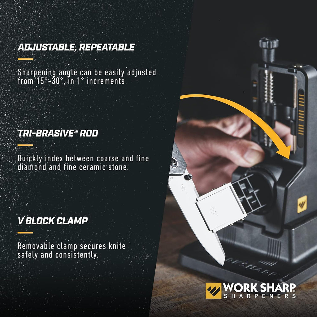 Precision Adjust Knife Sharpener Kit - Fixed Angle Sharpening System for Kitchen & Pocket Knives - Professional