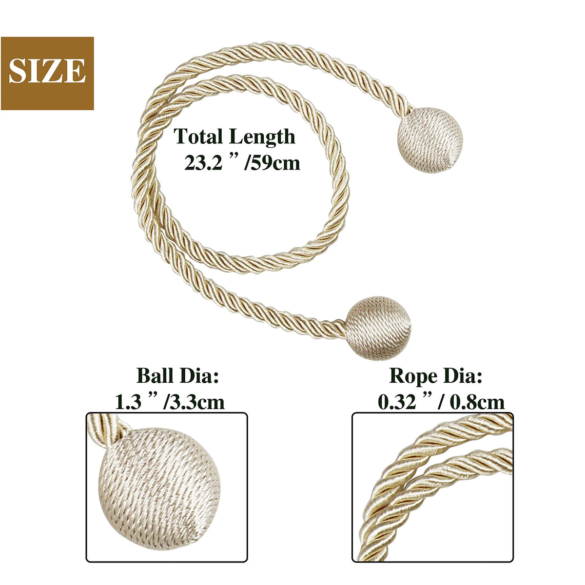 Curtain Tiebacks Outdoor Decorative Rope Tie Backs Drape Holdbacks Nieffeiy
