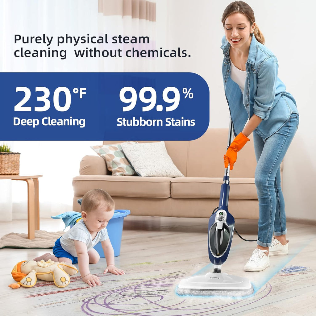 Steam Mop - 10-in-1 Floor Steamer MultiPurpose Steam Cleaner | Detachable Handheld for Hardwood/Tile/Laminate All