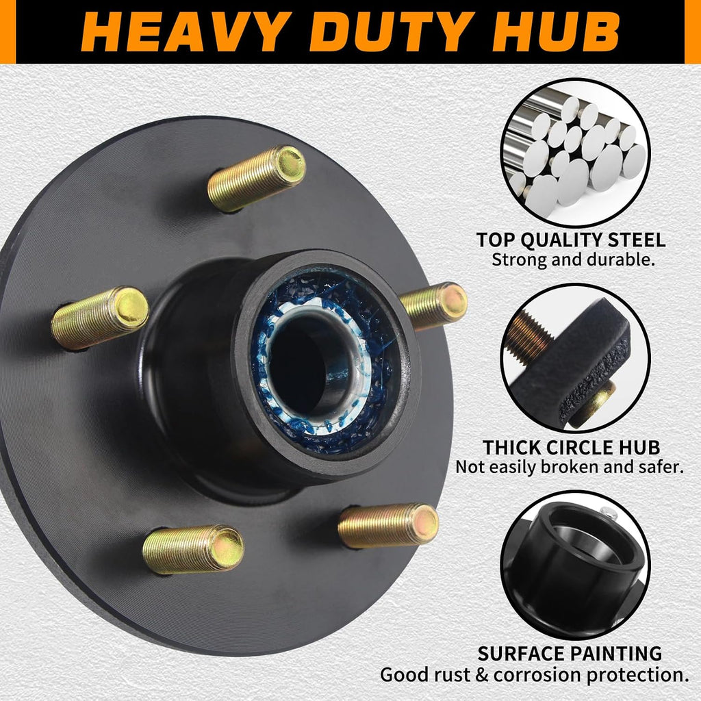 5x4.5 Trailer Hub Kits for 3500lb 1-1/16'' to 1-3/8'' Tapered Axle