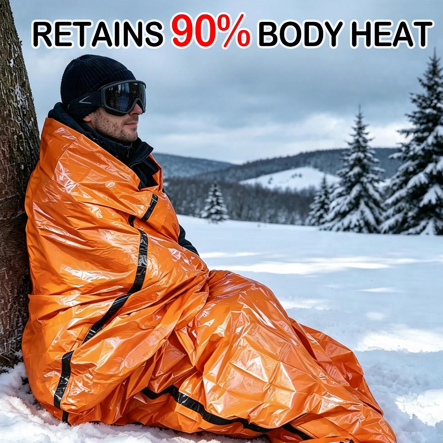 Emergency Sleeping Bag, Survival Bivy Sack Mylar Thermal Emergency Blanket Waterproof Lightweight Portable Shelter
