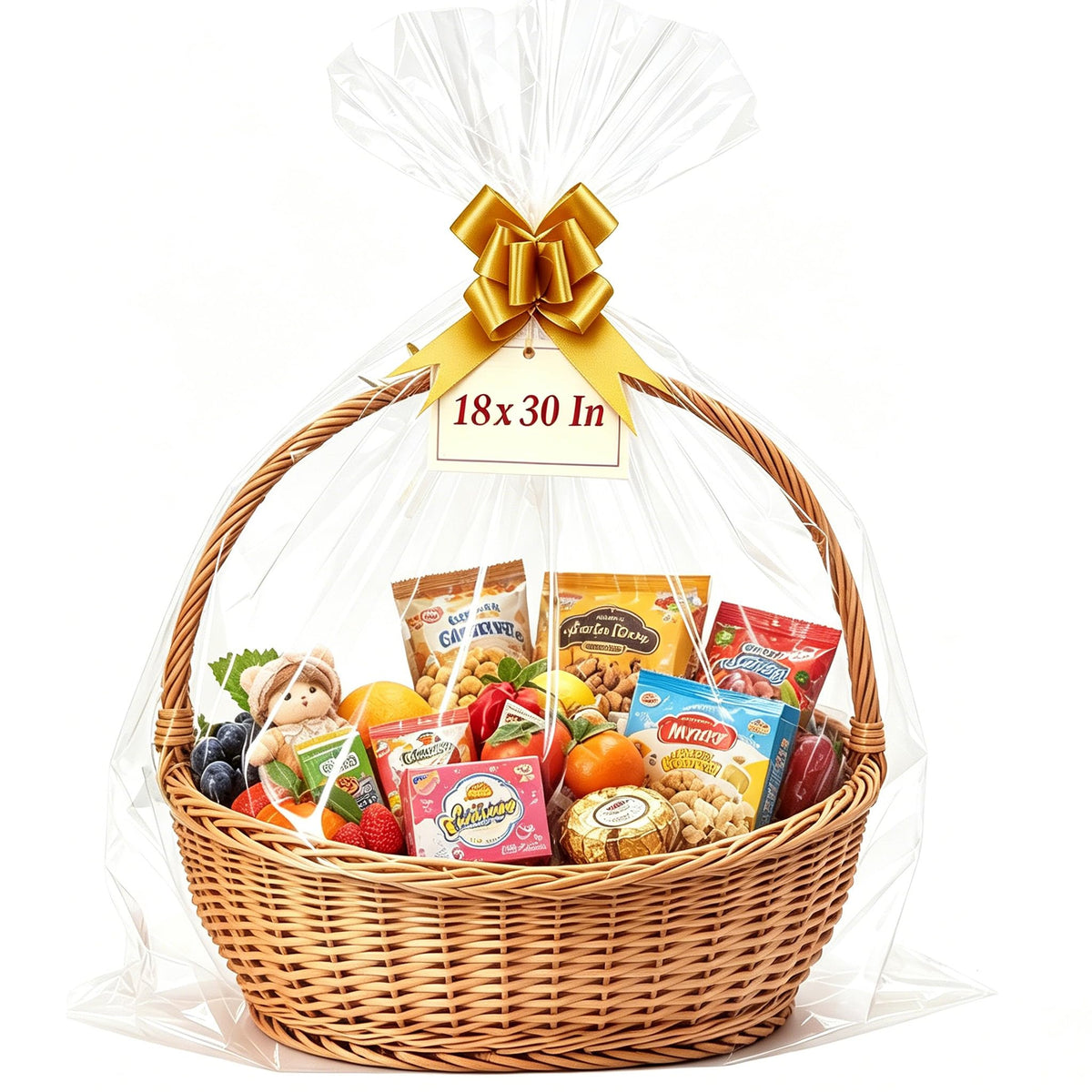 30 Pcs 18"x30" Cellophane Bags for Gift Baskets Wrap
