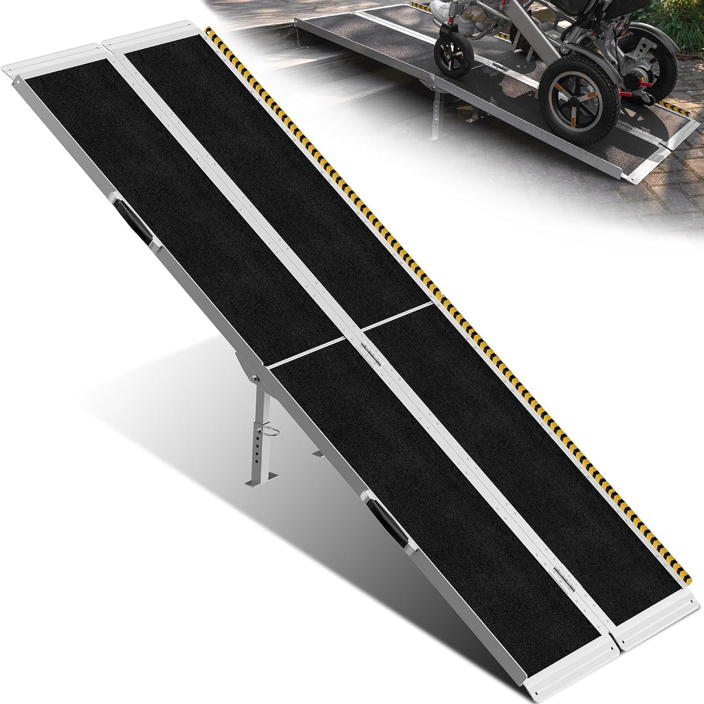 7ft Wheelchair Ramp with 4 Support Legs, Seamless Portable Aluminum Ramps for Wheelchairs for Home Steps & Stairs