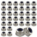 50PCS Stainless Steel 304 Lock Nuts, M5-0.8 Nylon Insert Hex Lock Nuts