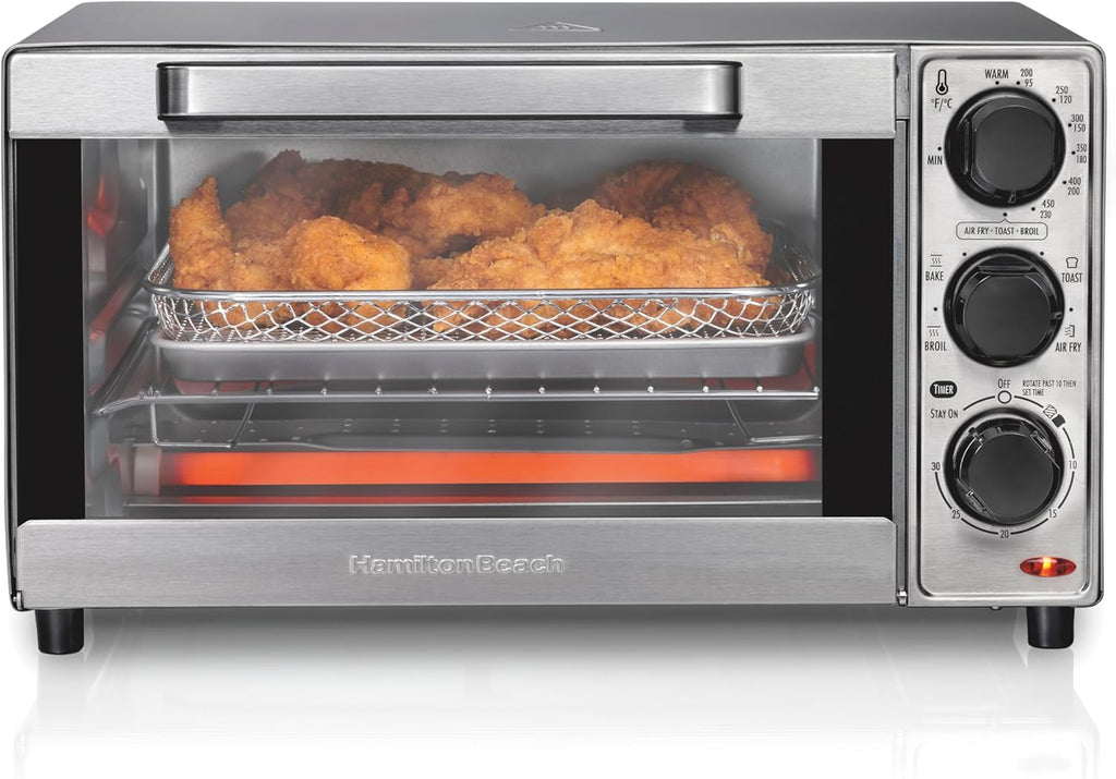 4 Slice Countertop Air Fryer Toaster Oven Combo | Air Fry, Bake, Broil, Toast | 30 Minute Timer | Automatic Shut Off