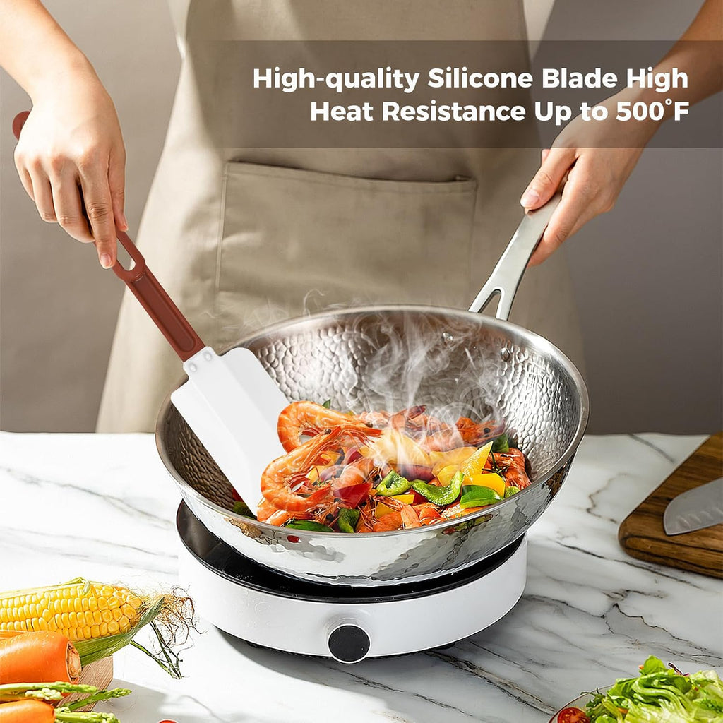 High Heat Resistant Silicone Spatulas, 13-1/2" Commercial Spatula 500°F Heat-Resistant Heavy Duty Spatula Non-Stick