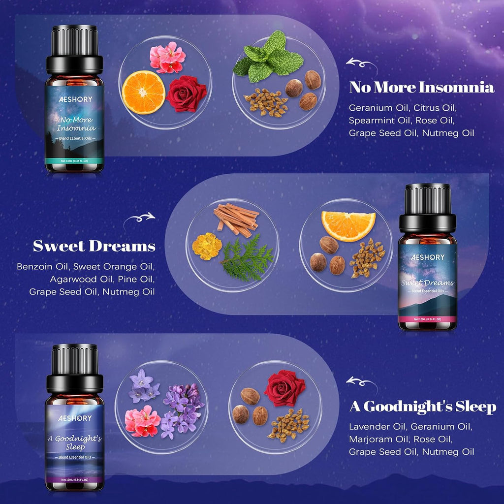 Sleep Essential Oils Set, Natural Essential Oil for Diffusers for Home,6 x 10ml Fragrance Oil Scented Oils, Deep