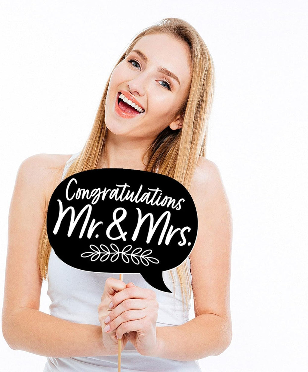 Mr. and Mrs. - Black and White Wedding or Bridal Shower Photo Booth Props Kit - 20 Count