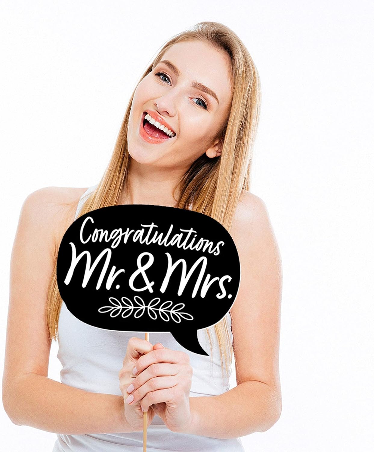 Mr. and Mrs. - Black and White Wedding or Bridal Shower Photo Booth Props Kit - 20 Count