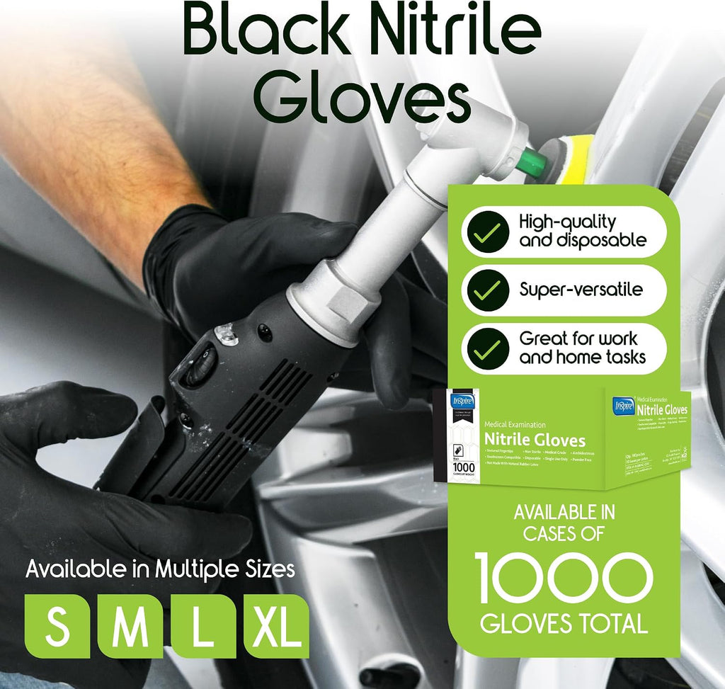 Black Nitrile Gloves | THE ORIGINAL Quality Black Gloves Disposable Latex Free | 4.5 Medical examination