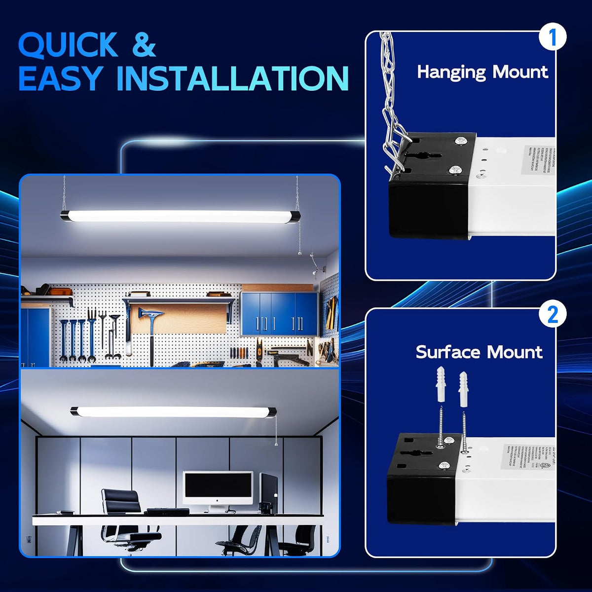 hykolity 4FT LED Shop Light Linkable,8000LM(300w Equivalent),5000K
