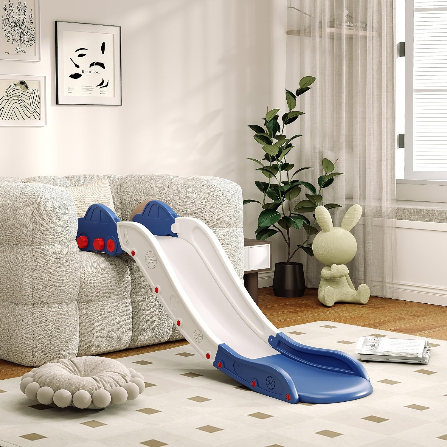 Toddler Slide 63" Extra Long Couch Slide for Bed Sofa – Indoor Slide for Toddlers 18-48 Months, HDPE Safe