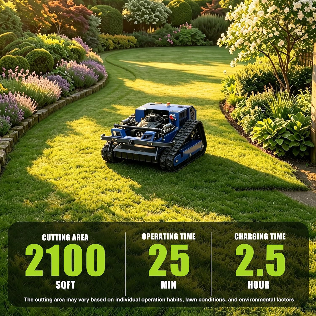 Remote Control Brush Mower – 9HP Gas, 55cm Wide Deck, Auto-Retract Blades, 45° Slope, 1600W Brushless Drive – for