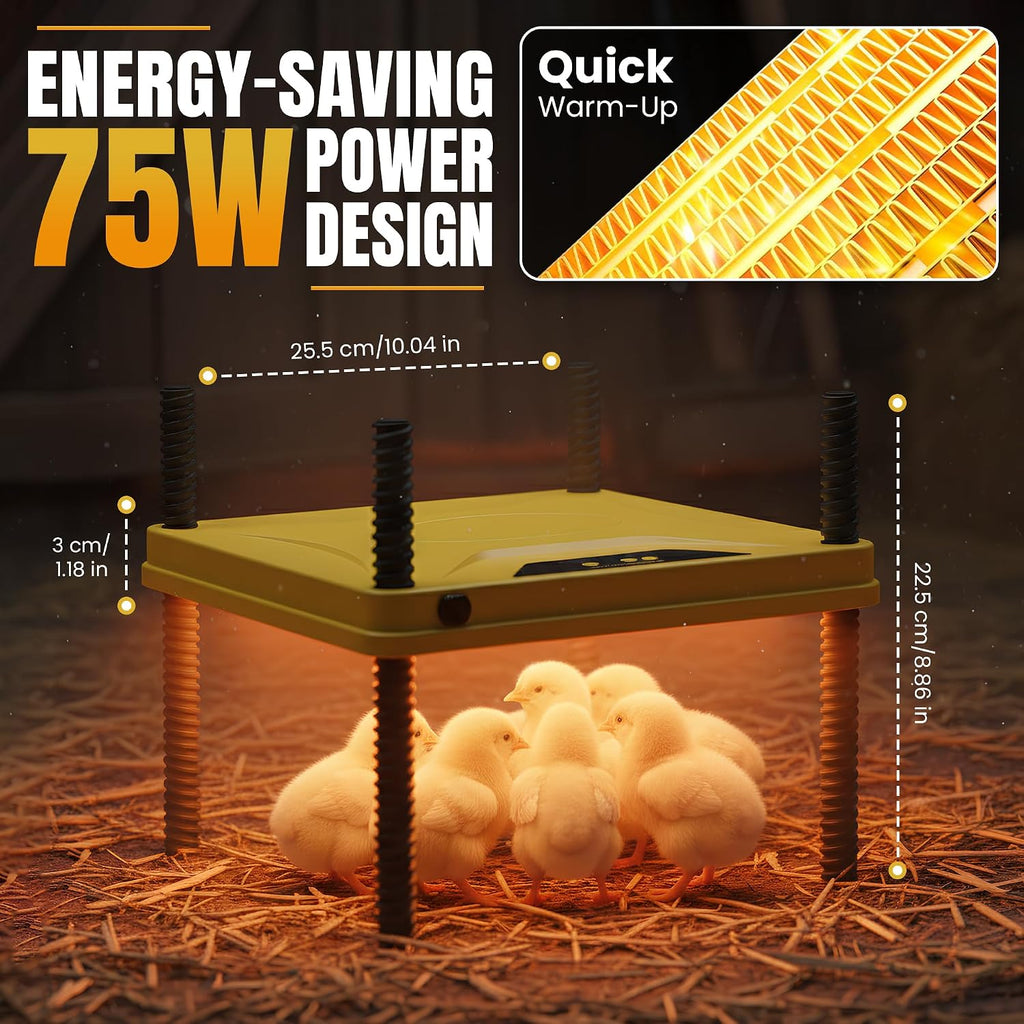 Heating Plate for Chick Brooder Adjustable 75W Chicken Heat Plate 10 x 10 Inch Warmer Brooder Heater for 10-12 Chicks
