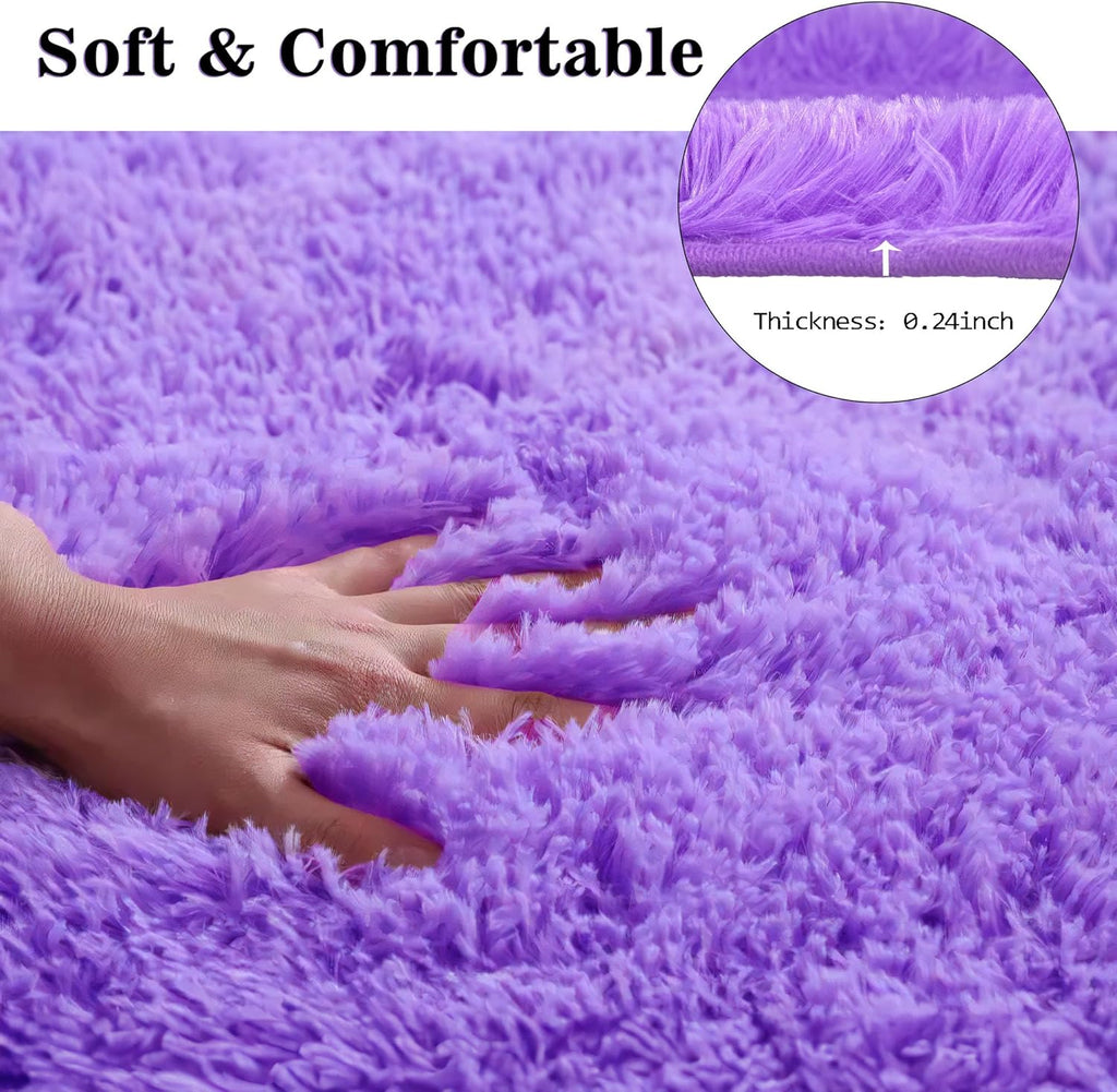 Purple Bathroom Rugs Sets 3Piece Bath Mat Solid Bath Rug Floor Mats Washable Shower Rug with U-Shaped Contour Rug