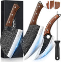 Butcher Knife Set, Hand Forged Serbian Chef Knife Set Gift for Men