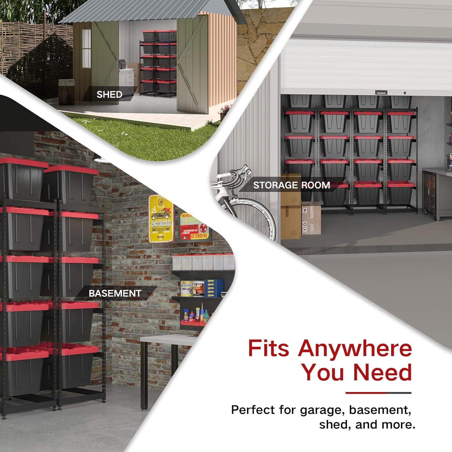 27 Gallon Storage Bin Rack Organizer, Heavy-Duty Tote Storage Rack, 5-Tier Standing Storage Bin Shelves, 250 lb