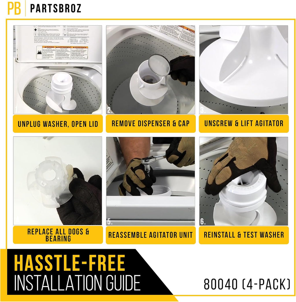 PartsBroz Agitator Dogs (4-Pack) for Kenmore 110.22924100 Washer Agitator Dogs Replacement