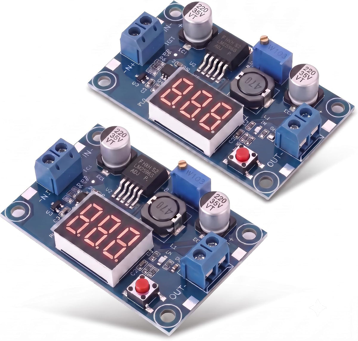 2PCS LM2596 DC-DC Buck Converter Module Adjustable Step-Down Vol with LED